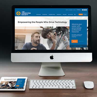 IEEE Computer Society redesign on iMac and Tablet